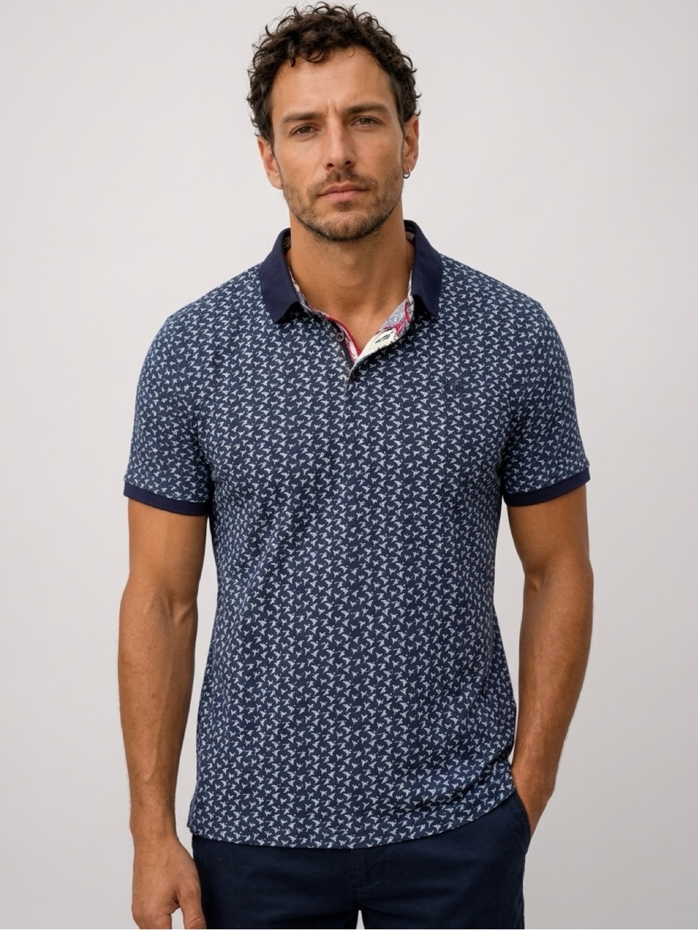 Au Noir Men’s Polo with Contrast Collar
